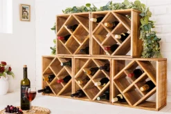 Massivholz Weinregal CUBUS 40cm Mango handmade Beistelltisch