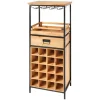 Massivholz Weinregal SEVENS SEAS 120cm natur Pinienholz schwarz Metall Flaschenregal