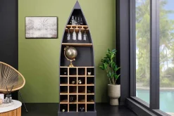 Massivholz Weinregal SEVEN SEAS 180cm anthrazit natur Mango Flaschenregal