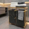 Massivholz Wäschekorb LAGOON SPA 70cm natur grau Bambus drei Wäschebeutel waschbar