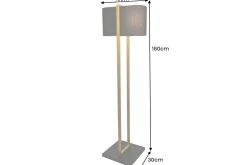 Minimalistische Stehlampe COLLEEN 160cm gold schwarz Stoffschirm mit Metallfuß