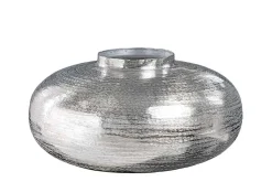 Moderne Deko Vase ABSTRACT ORIENT 35cm silber rund Metall Hammerschlag-Design