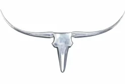 Moderne Design Wanddekoration BULL XL 120cm silber Aluminium Stierkopf