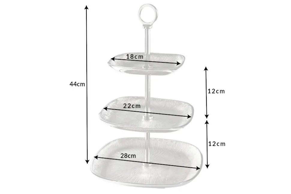 Moderne Etagere ORIENT 45cm silber Hammerschlag-Design mit drei Etagen