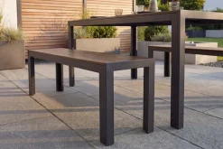Moderne Gartenbank DESIGNO 130cm dunkelbraun schwarz Aluminium wetterfest Outdoor Sitzbank