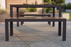 Moderne Gartenbank DESIGNO 130cm dunkelbraun schwarz Aluminium wetterfest Outdoor Sitzbank
