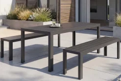 Moderne Gartenbank DESIGNO 180cm anthrazit schwarz Aluminium wetterfest Outdoor Sitzbank