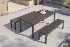 Moderne Gartenbank DESIGNO 180cm anthrazit schwarz Aluminium wetterfest Outdoor Sitzbank