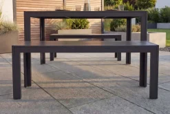 Moderne Gartenbank DESIGNO 130cm anthrazit schwarz Aluminium wetterfest Outdoor Sitzbank