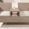 Moderne Gartenbank PORTOFINO 140cm natur beige Polyrattan Sitzbank mit Tisch wetterfest