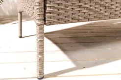 Moderne Gartenbank PORTOFINO 140cm natur beige Polyrattan Sitzbank mit Tisch wetterfest