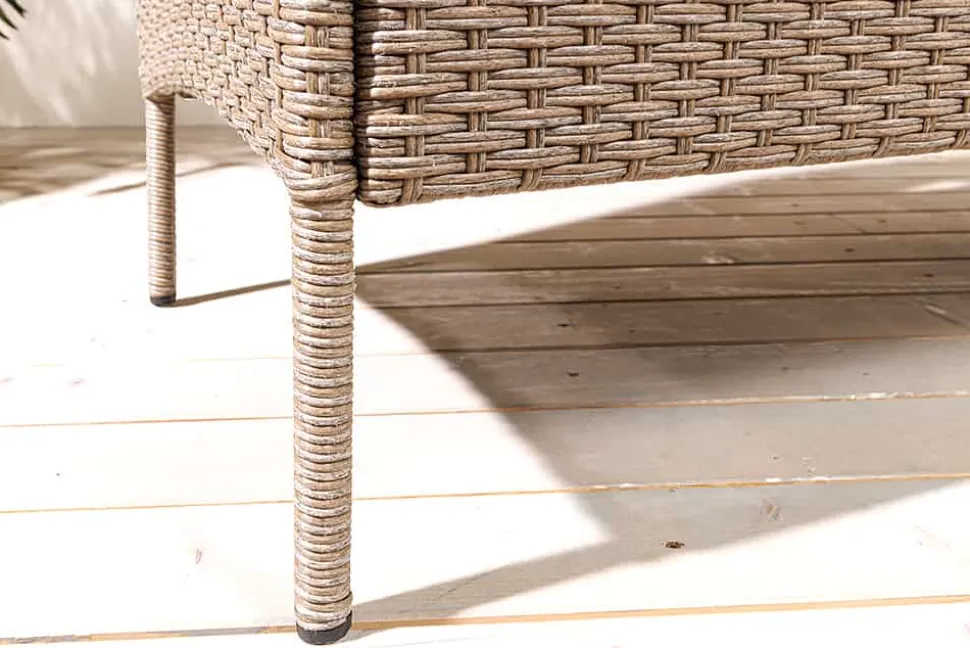 Moderne Gartenbank PORTOFINO 140cm natur beige Polyrattan Sitzbank mit Tisch wetterfest