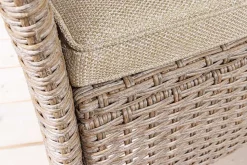 Moderne Gartenbank PORTOFINO 140cm natur beige Polyrattan Sitzbank mit Tisch wetterfest