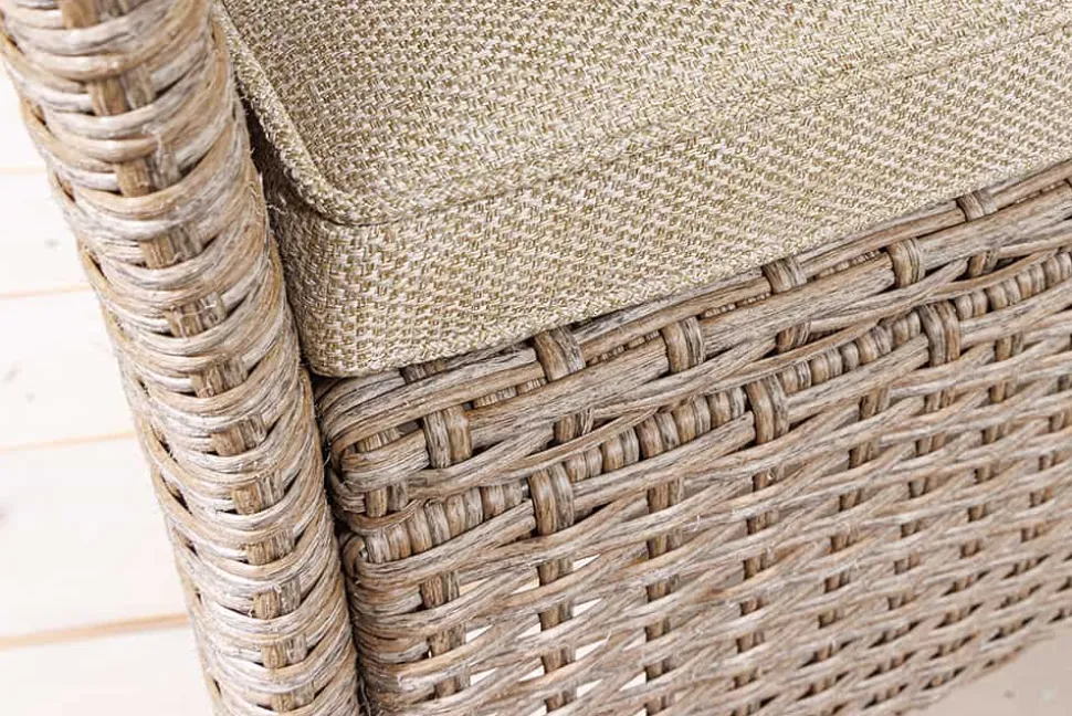 Moderne Gartenbank PORTOFINO 140cm natur beige Polyrattan Sitzbank mit Tisch wetterfest