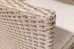 Moderne Gartenbank PORTOFINO 140cm natur beige Polyrattan Sitzbank mit Tisch wetterfest