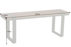 Moderne Outdoor Sitzbank TAMPA LOUNGE 125cm grau natur Aluminium Metall Holz-Design wetterfest