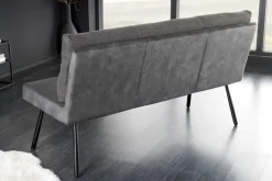 Moderne Sitzbank BIG GEORGE 160cm anthrazit Samt Strukturstoff Taschenfederkern schwarz