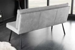 Moderne Sitzbank BIG GEORGE 160cm grau Samt Strukturstoff Taschenfederkern Metall