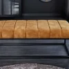 Moderne Sitzbank PETIT BEAUTÉ 110cm senfgelb Samt schwarzes Metallgestell