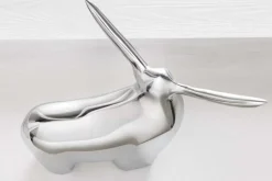 Moderne Skulptur BIG BULL silber Aluminium Dekoration Stierfigur Briefbeschwerer