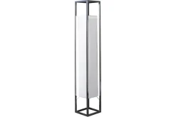 Moderne Stehlampe AGAPUNE 120cm weiß silber mit Papierschirm und Edelstahlgestell