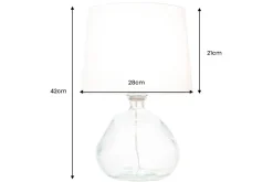 Moderne Tischlampe CLASSIC 45cm transparent recyceltes Glas weiß Stoffschirm
