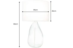 Moderne Tischlampe CLASSIC 60cm transparent recyceltes Glas weiß Stoffschirm