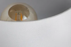 Moderne Tischlampe CLASSIC 60cm transparent recyceltes Glas weiß Stoffschirm