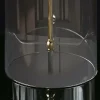 Moderne Tischlampe CLASSICO 50cm transparent Glas weiß gold Leinenschirm