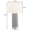 Moderne Tischlampe ELEGANCIA 70cm schwarz gold Keramik rund Stoffschirm