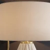 Moderne Tischlampe ELEGANCIA 65cm weiß gold Keramik weißer Leinenschirm