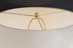 Moderne Tischlampe ELEGANCIA 65cm weiß gold Keramik weißer Leinenschirm