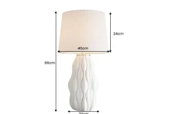 Moderne Tischlampe ELEGANCIA 65cm weiß gold Keramik weißer Leinenschirm