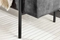 Moderne Truhenbank LOFT 100cm grau Samt Sitzbank mit Stauraum gespolstert schwarz Metall