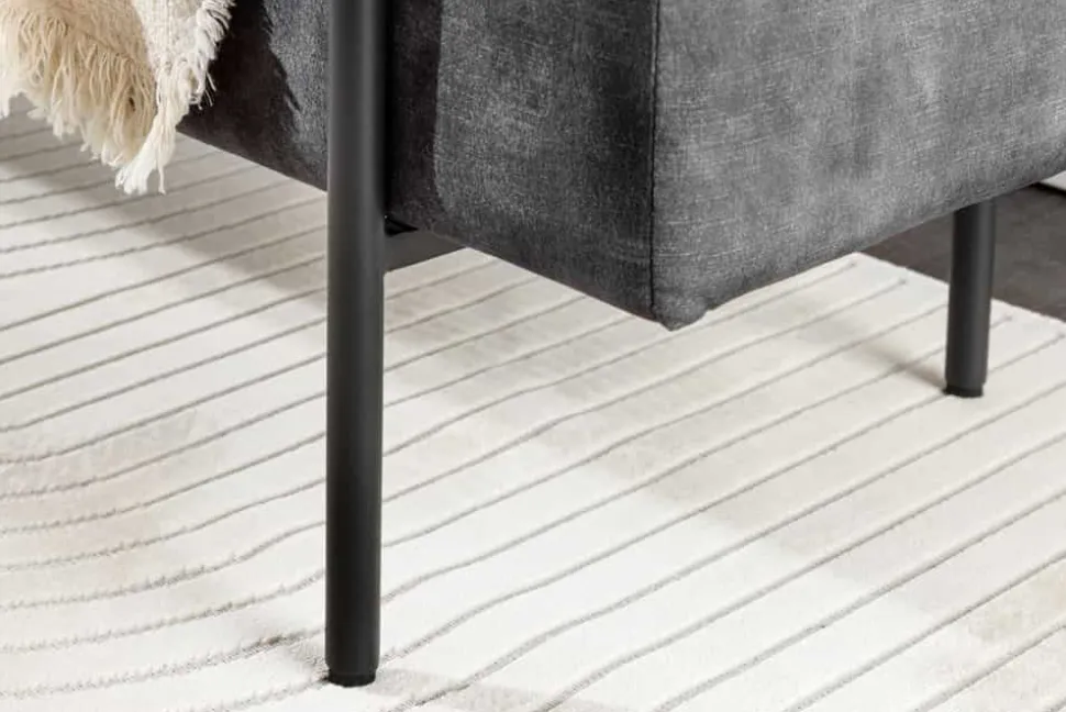 Moderne Truhenbank LOFT 100cm grau Samt Sitzbank mit Stauraum gespolstert schwarz Metall