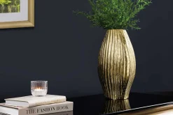 Moderne Vase ELEGANCE 35cm gold antik Metall Hammerschlag Design