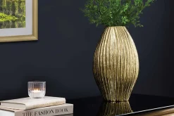 Moderne Vase ELEGANCE 35cm gold antik Metall Hammerschlag Design