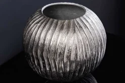 Moderne Vase ELEGANCE 25cm silber Hammerschlag Design