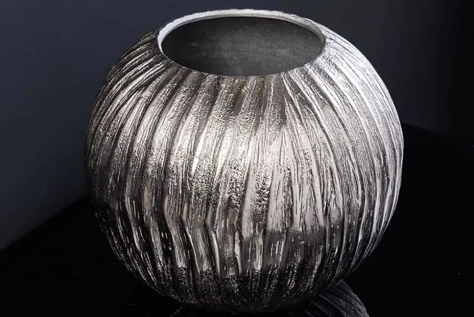 Moderne Vase ELEGANCE 25cm silber Hammerschlag Design