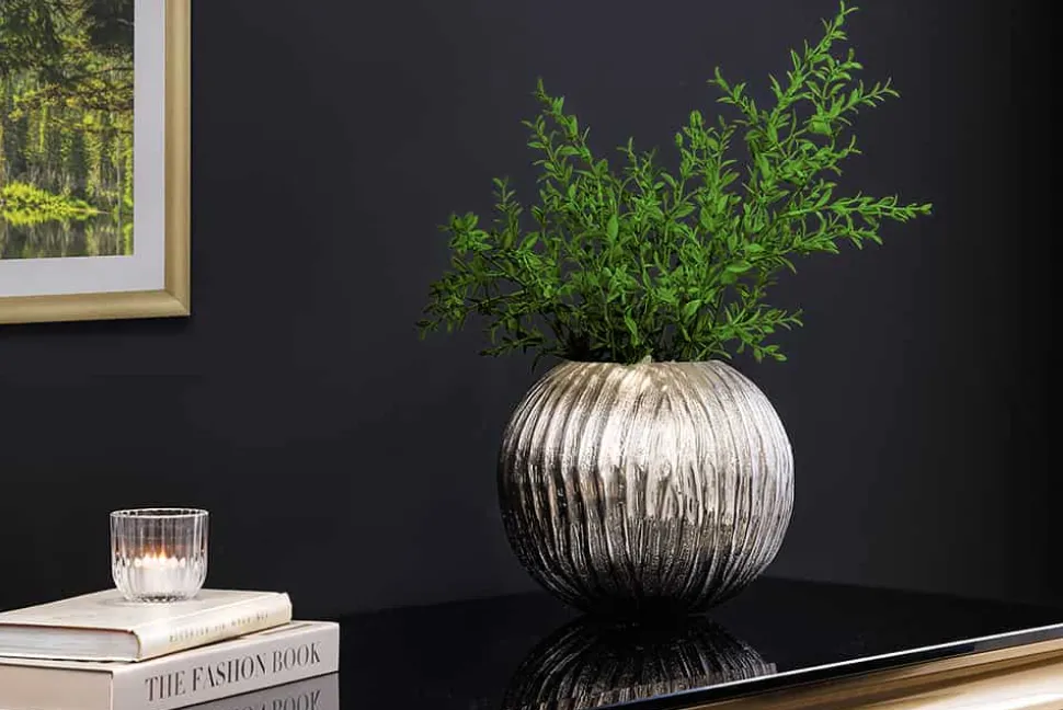 Moderne Vase ELEGANCE 25cm silber Hammerschlag Design