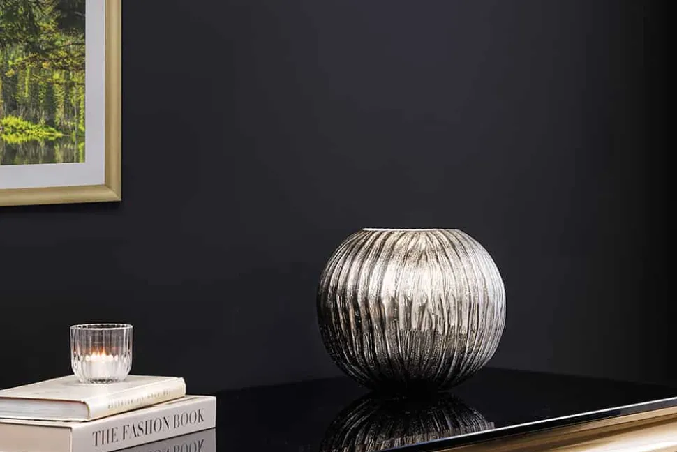Moderne Vase ELEGANCE 25cm silber Hammerschlag Design
