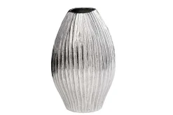 Moderne Vase ELEGANCE 35cm silber Metall Hammerschlag Design