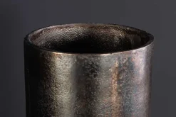Moderne Vase PRECIOUS 50cm schwarz gold Metall Hammerschlag Design