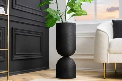 Moderne Vase SANDGLASS L 55cm schwarz Eisen handmade beidseitig nutzbar