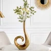 Moderne Vase WAVE 47cm gold Aluminium poliert Dekoration