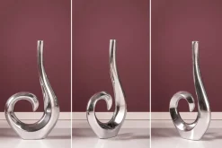 Moderne Vase WAVE 47cm silber Aluminium poliert Dekoration