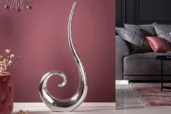 Moderne Vase WAVE XL 106cm silber Aluminium poliert Dekoration