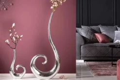 Moderne Vase WAVE XL 106cm silber Aluminium poliert Dekoration