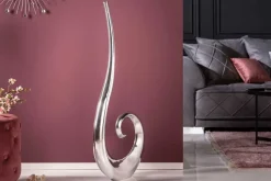 Moderne Vase WAVE XL 106cm silber Aluminium poliert Dekoration