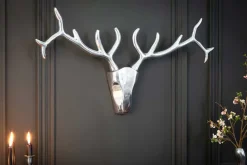 Moderne Wanddekoration VEADO 100cm silber Hirschgeweih
